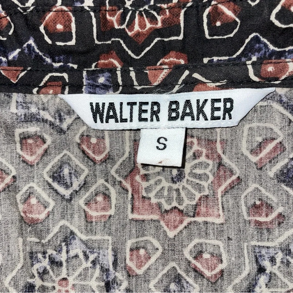 Walter Baker Dress mini ruffle multicolor cotton brown black geometric small - Picture 8 of 9